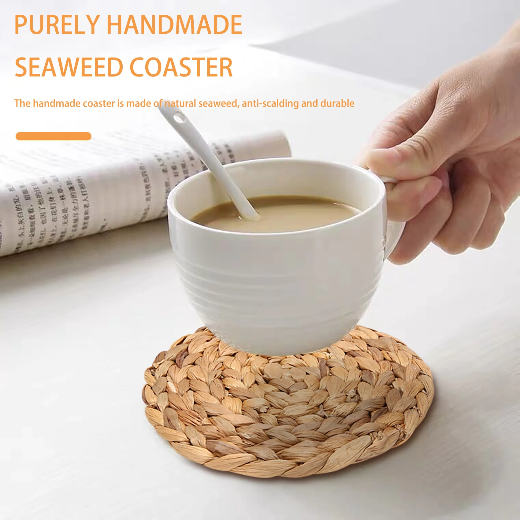 قواعد أكواب قواعد أكواب من الأعشاب البحرية مصنوعة يدويًا مجموعة قواعد أكواب صفير الماء مكونة من 6 قطع قواعد أكواب من الأعشاب البحرية للمشروبات