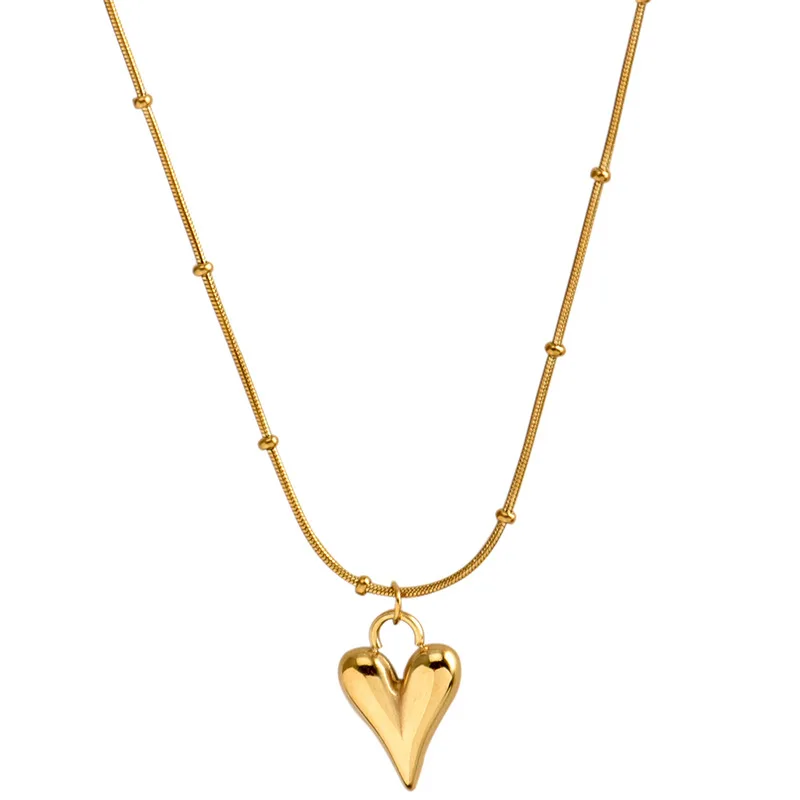 Classic Peach Heart Pendant Stainless steel Necklace Korean Fashion Jewelry Girl\'s Sexy Heart-shaped Clavicle Chain For Woman