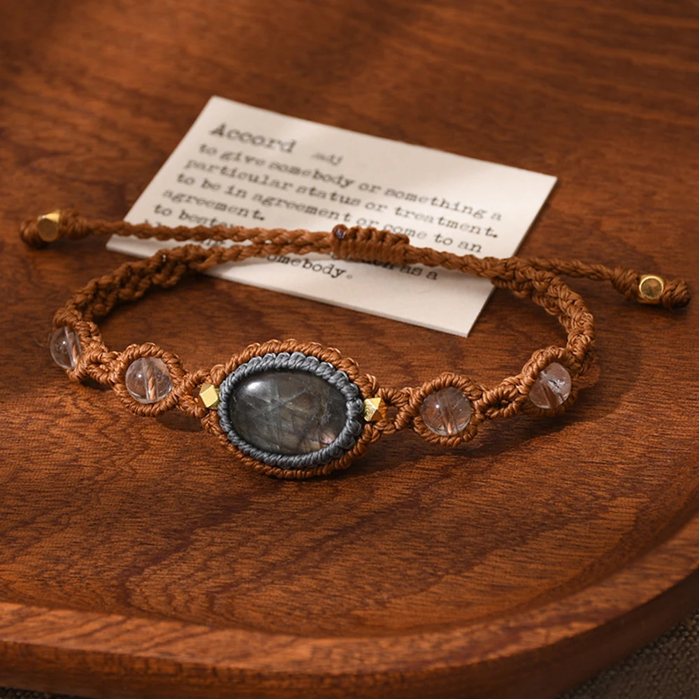 Браслет из натурального камня с бусинами для женщин, регулируемый плетеный браслет ручной работы в стиле макраме, ювелирные изделия в богемном стиле, подарок Pulseras Boho
