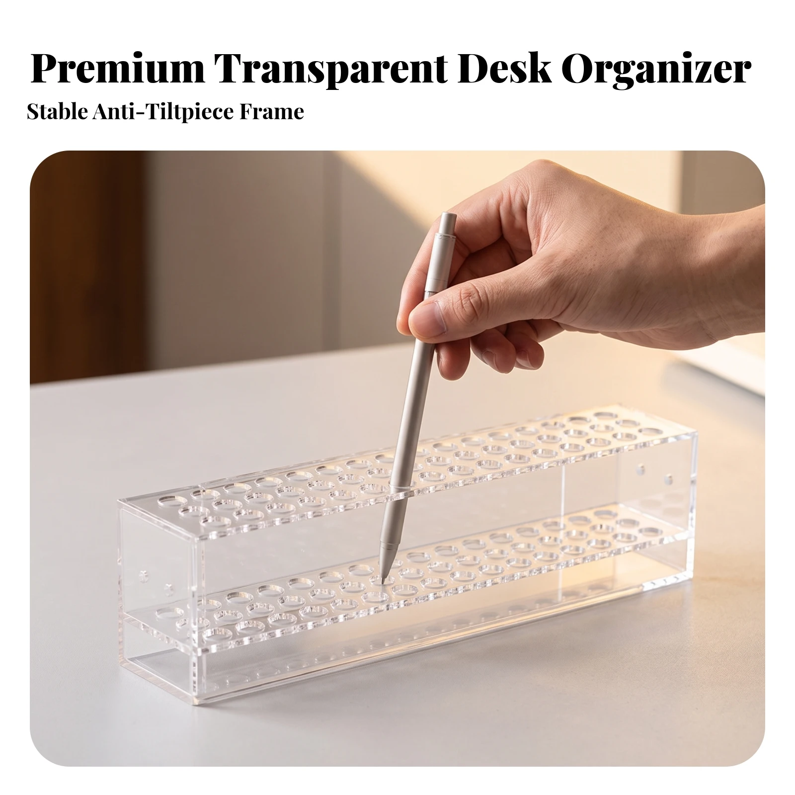 Pen Display Stand Compact Desktop Pen Stand Pencil Display Holder Slim Desk Organizer Practical for Students, Office