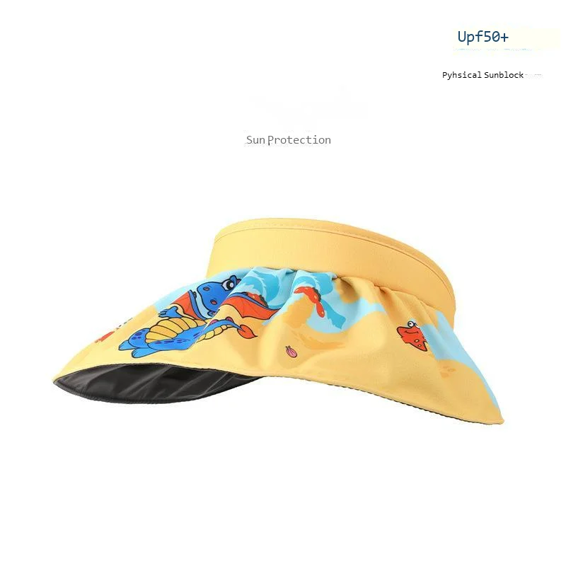 New Children's Shell Sunscreen Hat Anti UV Summer Cartoon Sunshade Hat Boys and Girls Empty Top Hat Sun Hat