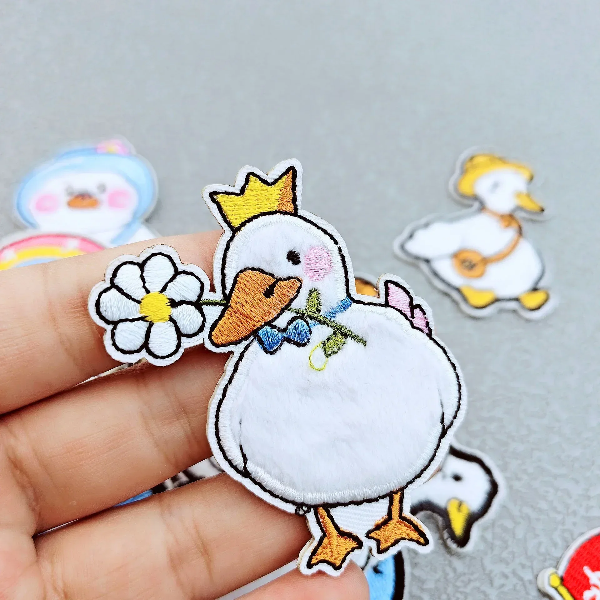 Cartoon Embroidery Patches Duckling Call Duck Self-adhesive Stickers for Clothes Kids Backpacks Hats Washable Hotfix Accessories