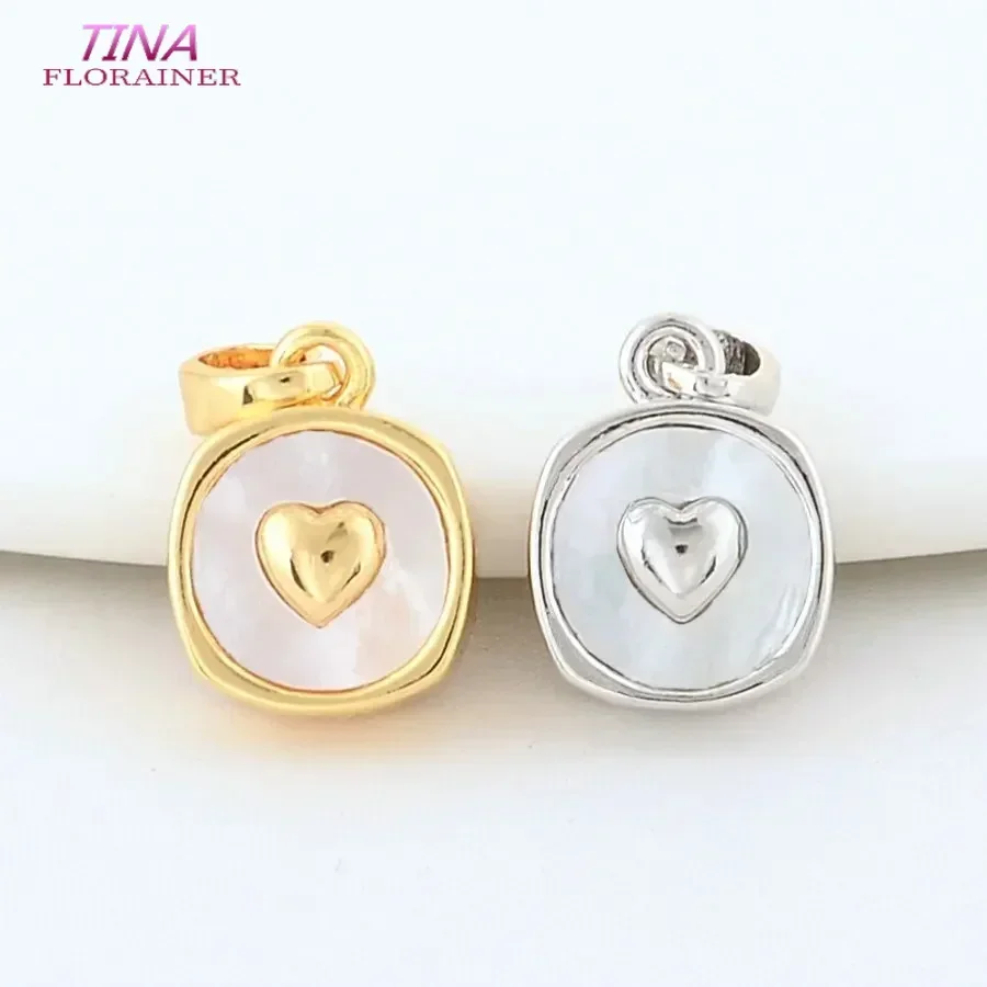 2PCS 10*13MM 11*18MM 14K Gold Color Brass with Shell Drop Heart Charms Pendants Necklace Earrings Jewelry Making  Accessories