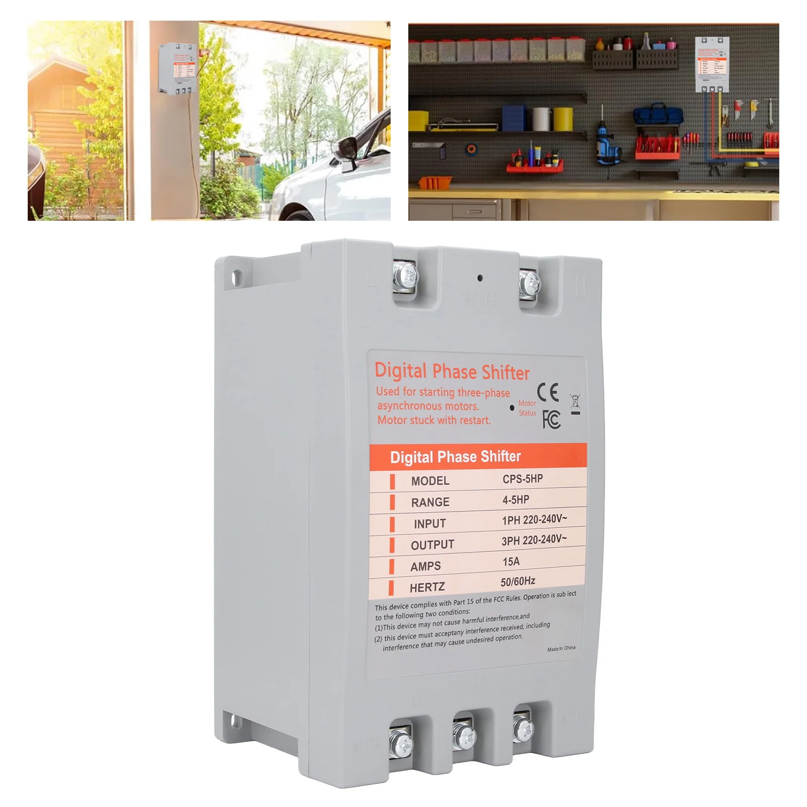 Digital Phase Shifter Single to 3 Phase Converter Digital Phase Converter 4 to 5 Horsepower 2.2 to 3.7kw 220‑240VAC