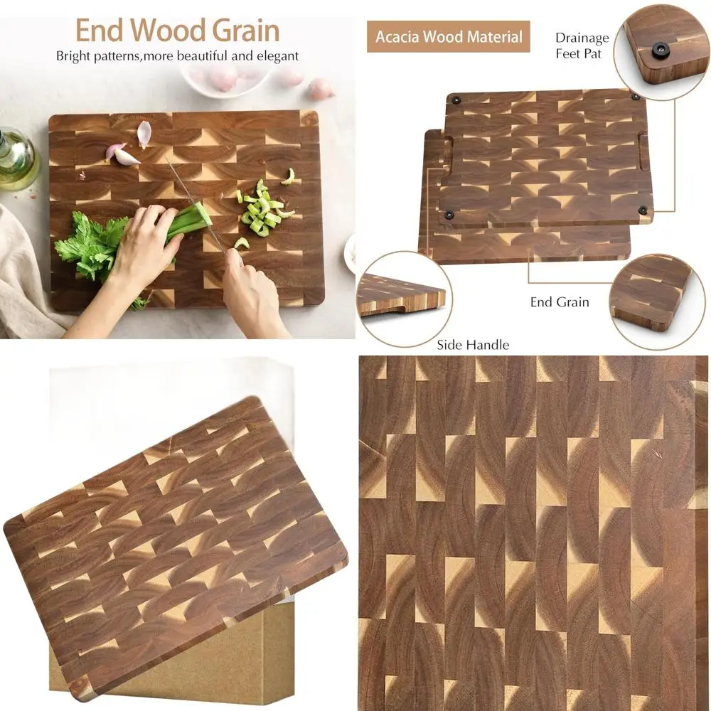 

Acacia End Grain Rectangular Cutting Board, 15.75 x 11.22 x 0.98 - Cheese & Cooktop Surface
