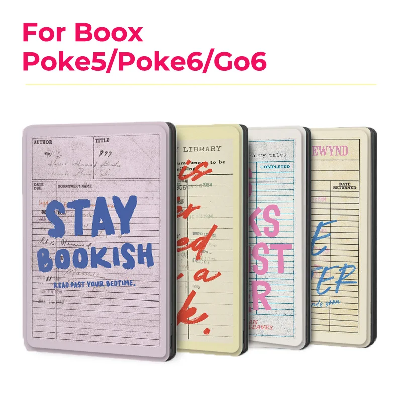 Магнитный чехол Murmelo для Boox Go6 Gen2, Poke7, Poke6, Poke5, безрамочный, с функцией автоматического включения/выключения, в стиле винтажной библиотечной карты