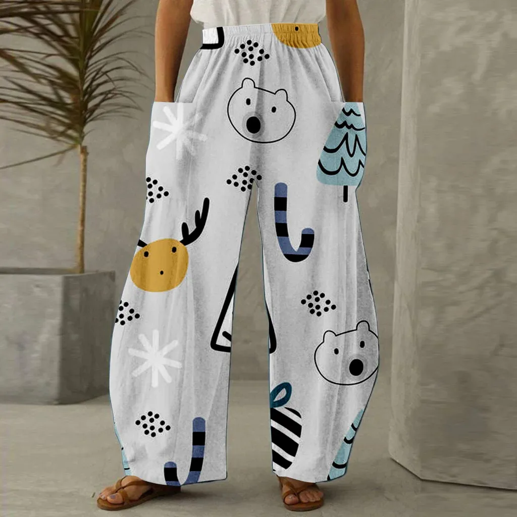 

Summer Cross-Border Creative Personality Cartoon New American Digital High Waist Wide Leg Sports Casual PantsWC5