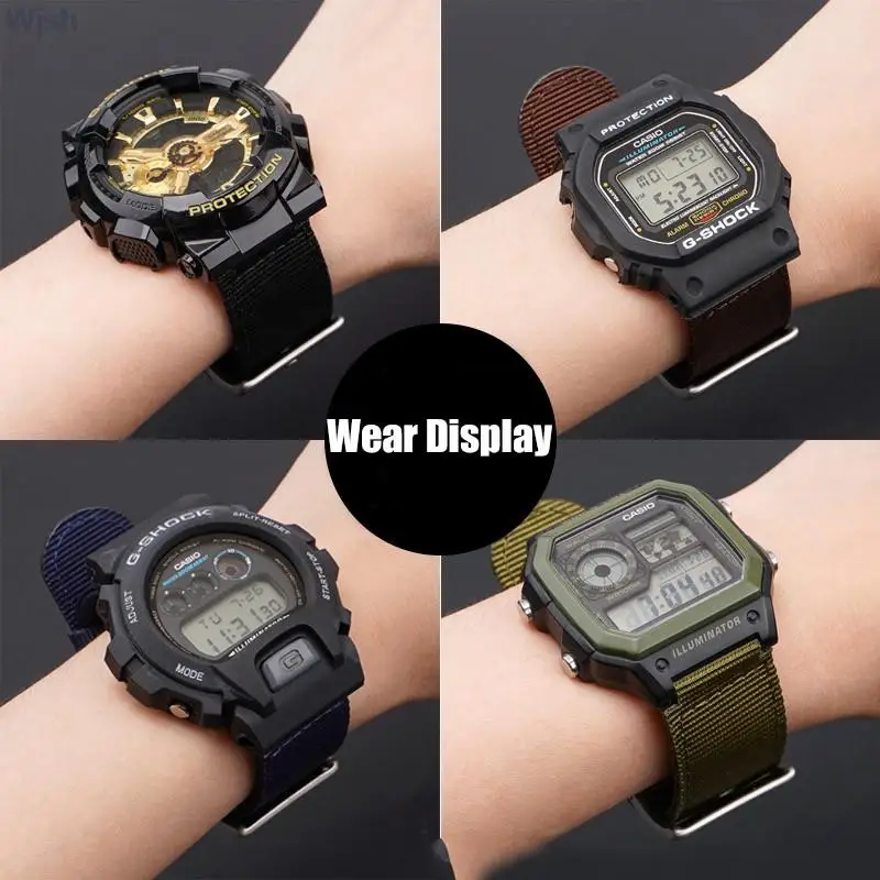 16mm 18mm Nylon Canvas Modified Strap for Casio GM110 GM2100 GA900 AQ-S810 Waterproof Sports Watch Accessories