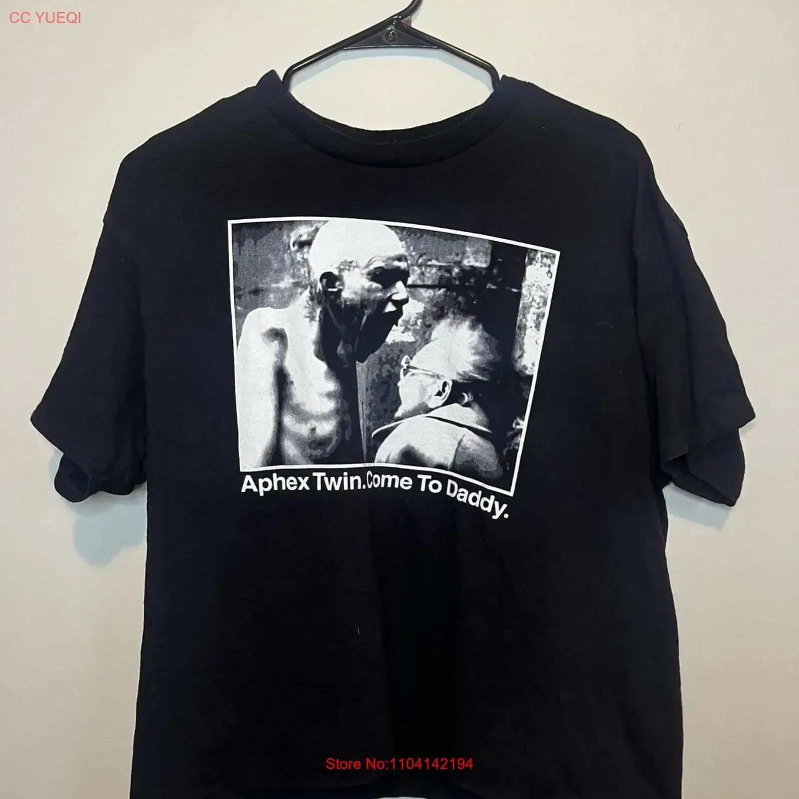 Aphex Twin Come To Daddy 90s Remake Black T shirt Heavy cotton vintage Washed streetwear Stylish homme Unisex Breathable