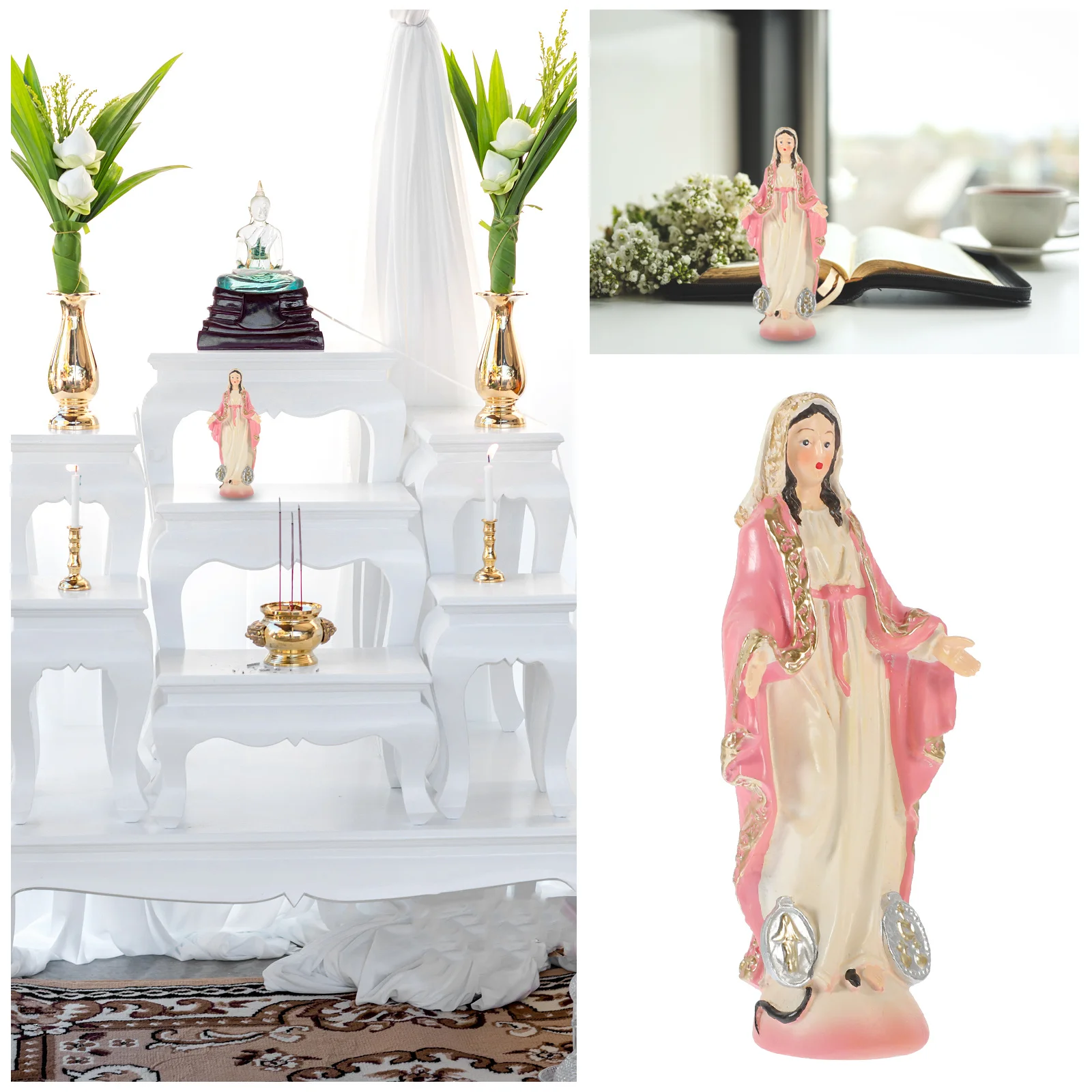 

Virgin Mary Statue Resin Religious Desktop Ornament Mini Sculpture Home Decor Gift Virgin Mary Statue Resin Craft Decor