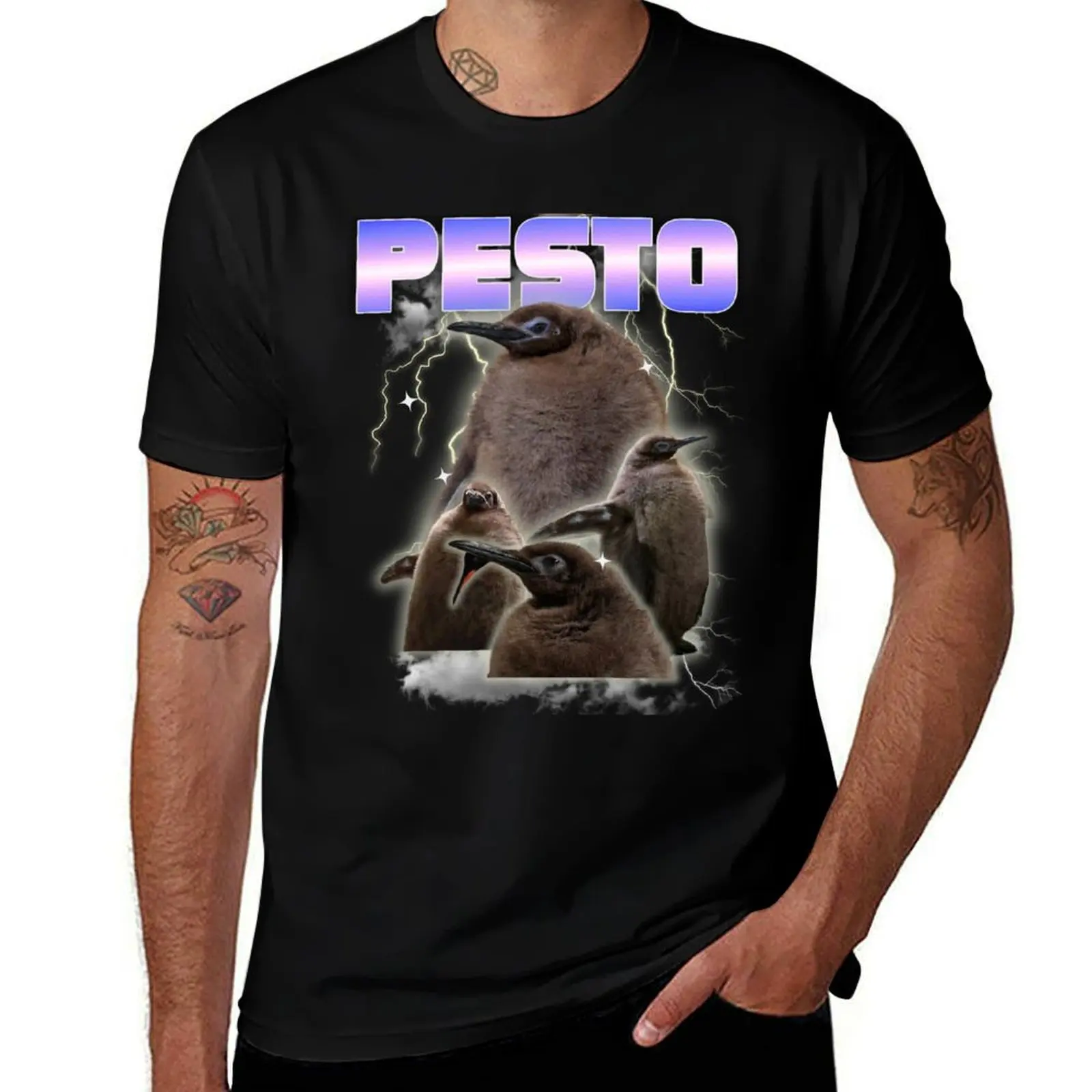 

Pesto the big penguin retro T-Shirt oversized graphic tee Blouse topping for a boy men clothing