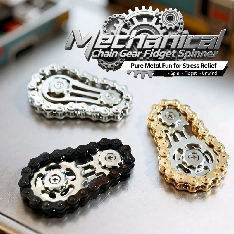 メカニカルフライホイール指先ジャイロスコープフィジェットスピナー抗ストレスメタルバイクチェーンスピナーEDCスピナーフィジェットおもちゃ大人向け