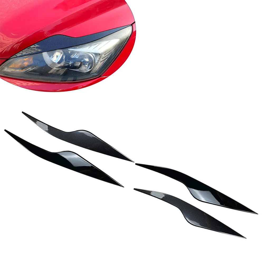 2Pcs Car Eyelids Headlight Eyebrows Decoration Trim For Ford Focus MK2 C307 2008 2019 2010 Glossy Black/Carbon Fiber