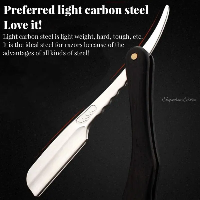 Pro Shaving Straight Razor Classic Manual Sharp Folding Knife Men Light Carbon Steel Shaver Sandalwood Handle With Feather Blade