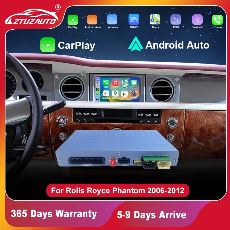 Wireless Carplay For Rolls Royce Phantom CCC 2006-2012 with Android Auto Airplay CarPlay Autolink Functions Module Box Rear View