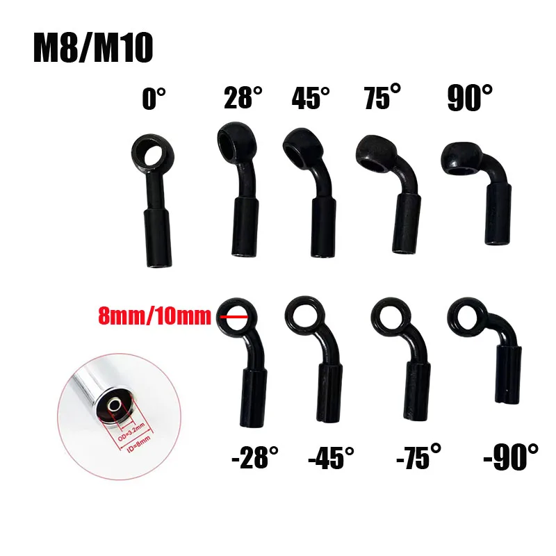 Motorcycle Cars Brake Hose Crimping Fittings 10mm Banjo 28° 45° 75° AN3 Motor Bike Hydraulic Brake Oil Hose Line Joint Connect