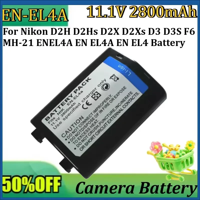 New 11.1V 2800mAh EN-EL4 EL4A Camera Battery for Nikon D2H D2Hs D2X D2Xs D3 D3S F6 MH-21 ENEL4A EN EL4A EN EL4 Battery