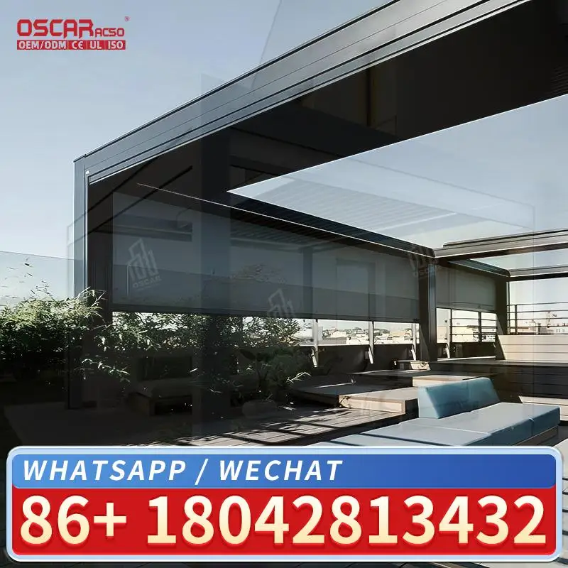 Outdoor Waterproof Electric Shutter Gate Design 12x16 Aluminum Modular Pergola With Sitting Area for Garden Backyard Patio Louve