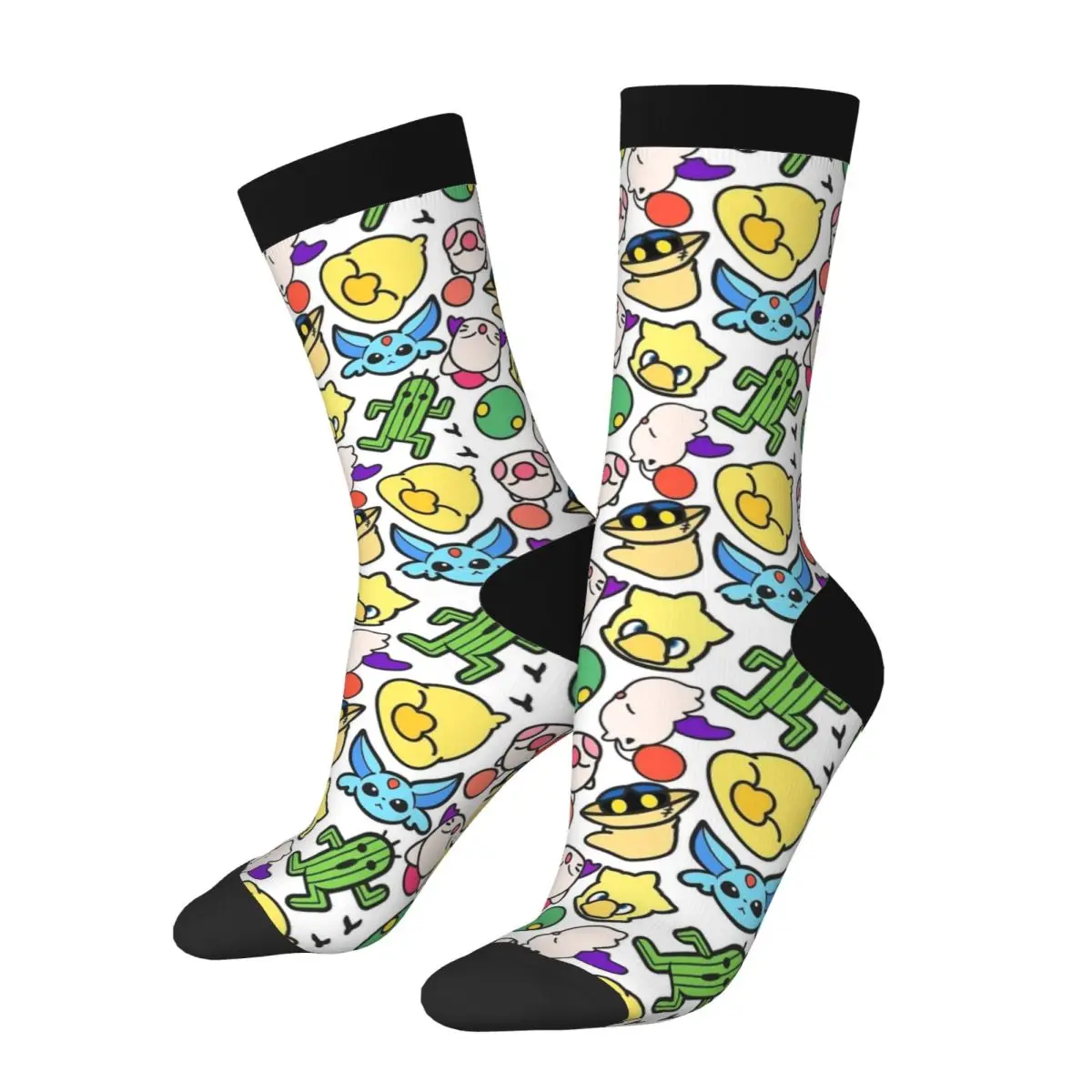 Casual Fantasy Final Cute Cartoon Pattern Soccer Socks Game Polyester Crew Socks for Women Men Non-slip