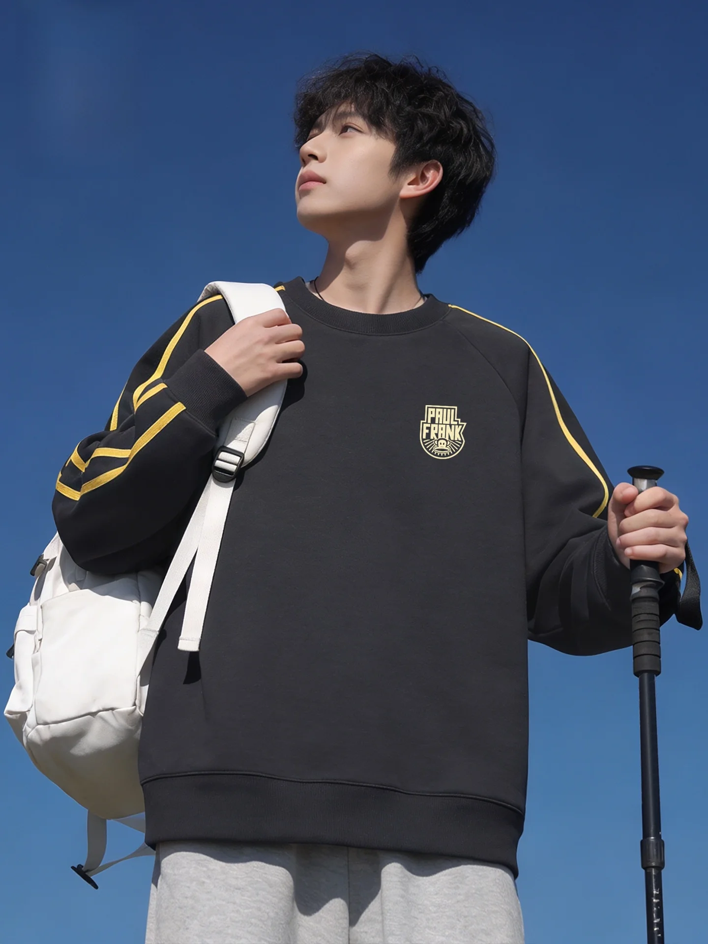 

Loose Fit Long Sve Sweatirt Men's Base Layer Top Faionable Spor Bot Spring Trendy Cotton Blend Garment