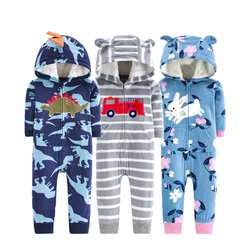 2023 Fall/Winter Baby Warm Jumpsuit Baby Clothing Coral Fleece Jumpsuit Babe Boy Baby Girl Fashion Animal Hooded Romper