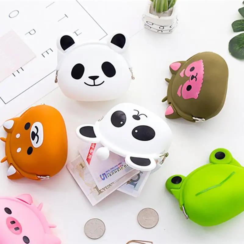 Lovely Women New Coin Bag Silicone Storage Animal Panda Cat Bear Mini Pouch Coin Bag Change Wallet Purse Hasp New Design Wallets