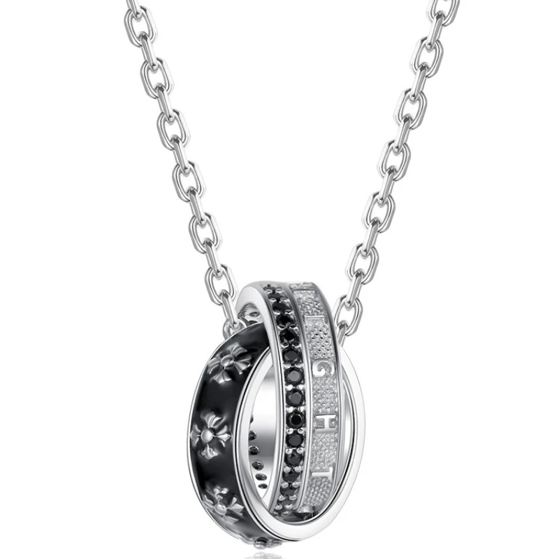 

Trendy Hip-Hop Style Men's Knight's Ring Necklace, Ins Niche Design Light Luxury & Versatile Pendant Party Gift for Boyfriend