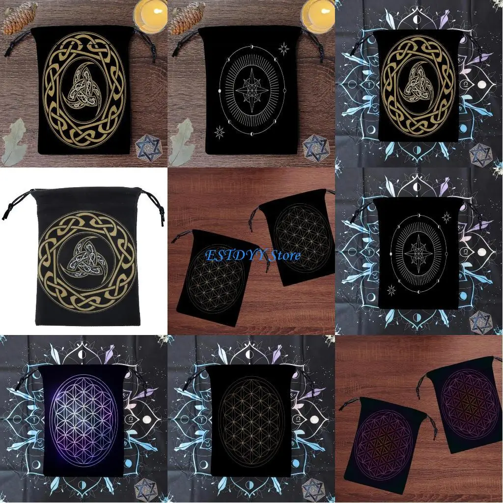 

G6DE Drawstring Bag Divinations Tarots Bag Game Dices Oracles Cards Stored Bag