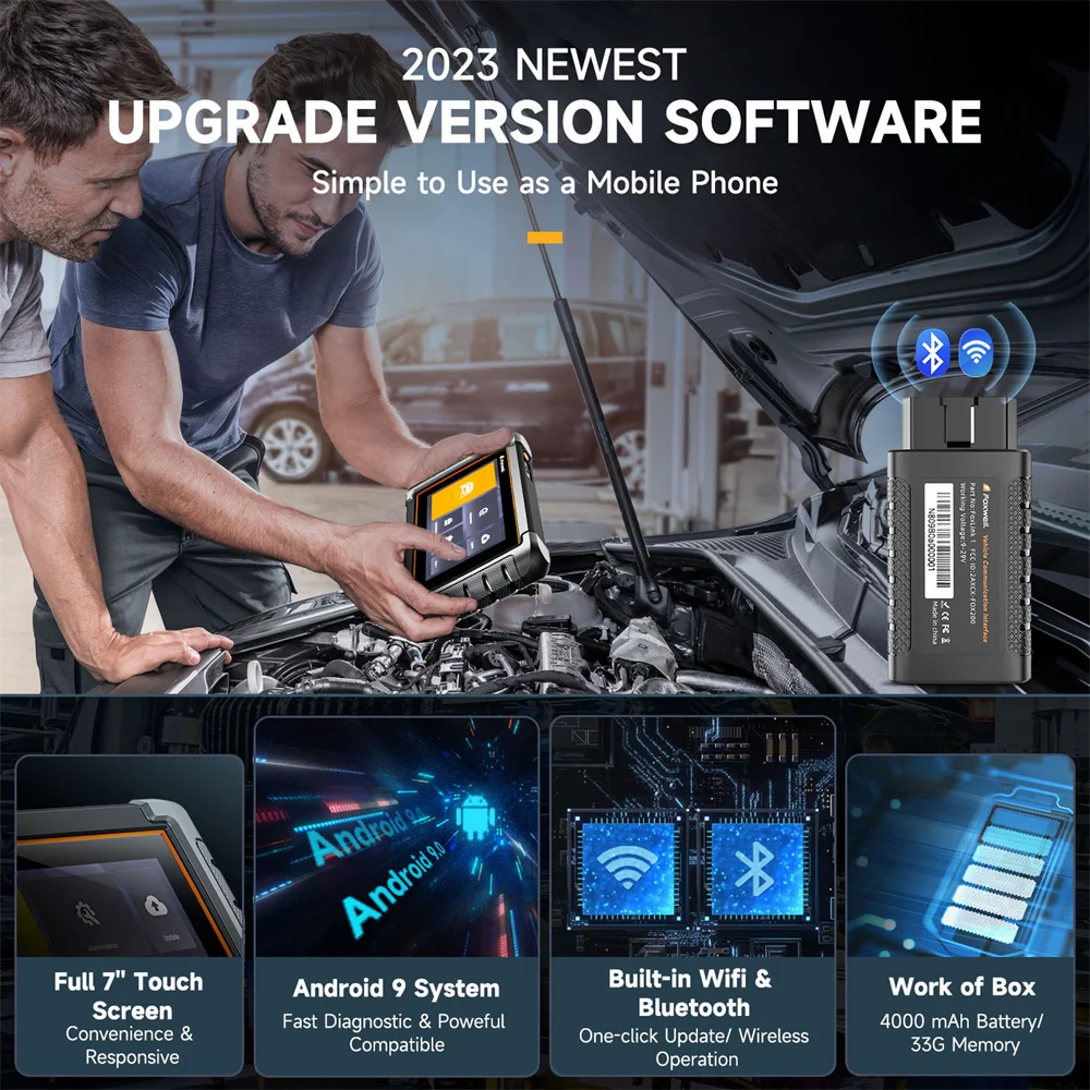FOXWELL OBD2 Bluetooth Car Diagnostic Tool Bi-Directional Test 30+ Reset All System Code Reader OBD2 Scanner Automotivo