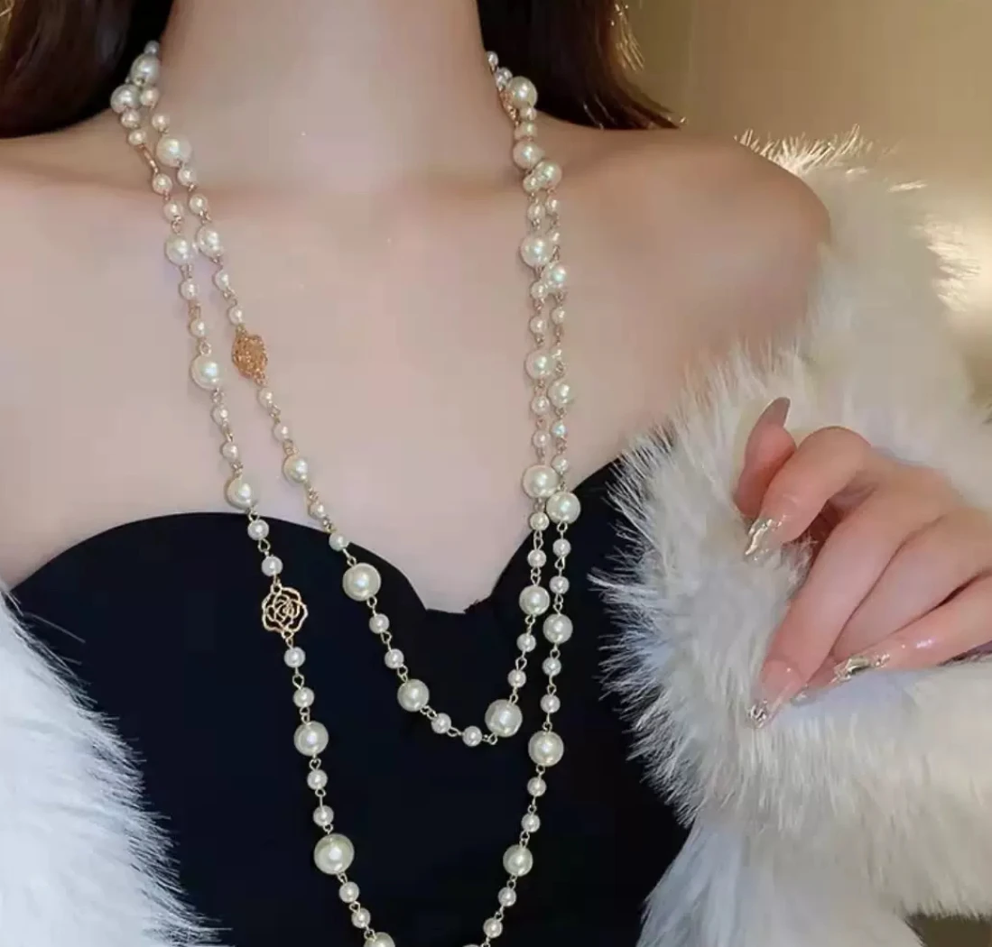 

[Elegant] Shi family pearl necklace layered design, versatile, sweater chain, French fashion, elegant, luxurious, high-end feel