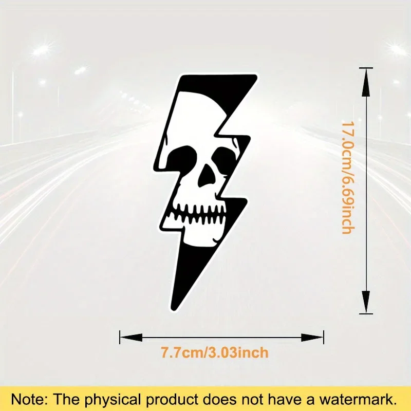 2D Flat Skull Lightning Motorcycle Sticker Self Adhesive Vinyl Decal for Car Bicycle Laptop Auto Body Decor Tuning Accessories