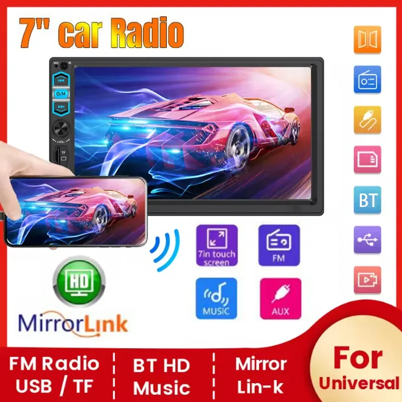 2 Din 7INCH/17.78 cm Car Radio Player Multimedia Stereo Headunit Screen Panel FM/ USB/ AUX/ Mirror Link Navigation