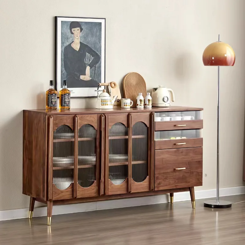 

Customizable Nordic solid wood dining side against the wall integrated storage living room wine cabinet storage high cabinet