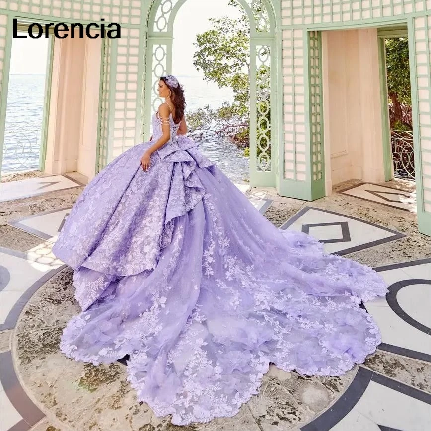 Customized Lavender Red Ball Gown Quinceanera Dress 3D Flowers Applique Beading Cape Bow Sweet 16 Vestidos De 15 Años YQD645