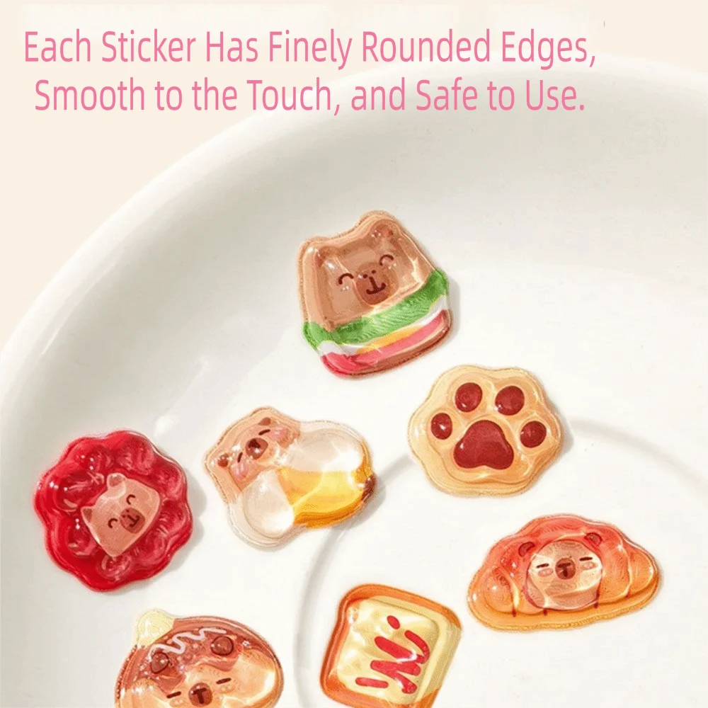 카피바라/고양이 3D 엠보싱 유리 스티커 DIY 방수 유리 데칼 휴대폰 장식 스티커