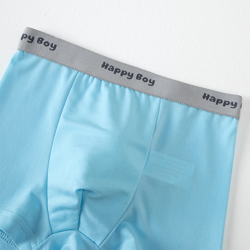 4-teiliges Set Jungen-Unterwäsche für alle Jahreszeiten, einfarbig, schlicht, bequeme Boxershorts mit elastischem Bund, Kinder-Shorts für Zuhause – Detail 7