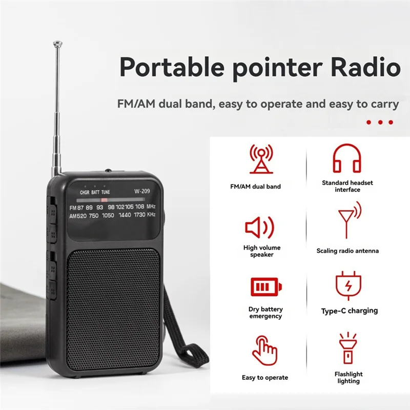 A47F-محمول جيب AM FM راديو 2 الفرقة راديو ستيريو يعمل هوائي تليسكوبي راديو مع مقبس سماعة الرأس 3.5 مللي متر #4