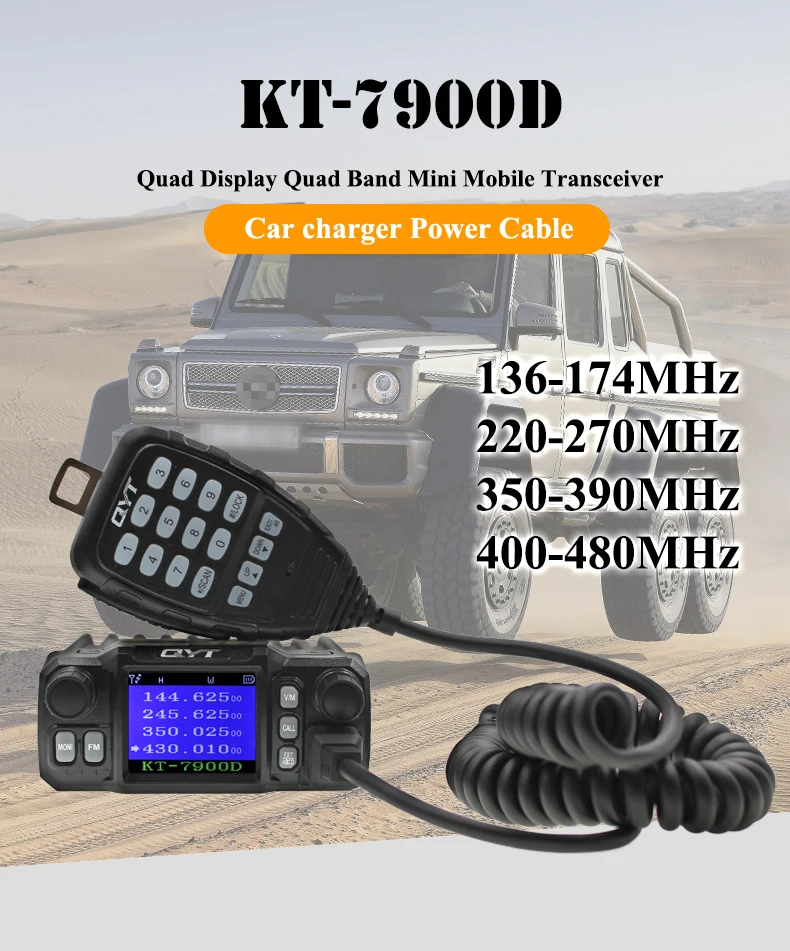 QYT KT-7900D mini Mobile Radio KT7900D Quad Band Quad standby 136-174MHz/220-270MHz/350-390MHz/400-480MHZ Car CB Radio