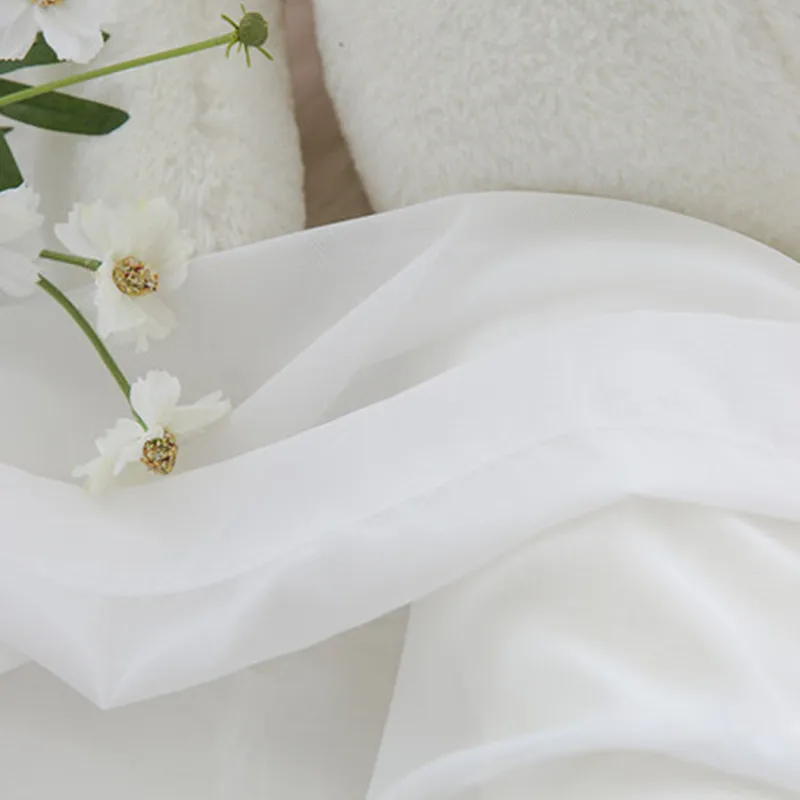 Dreamwood-Luxury Chiffon Sheer Curtains, High Quality, Solid White, Living Room, Bedroom Decoration, Window Voile, Tulle Curtain
