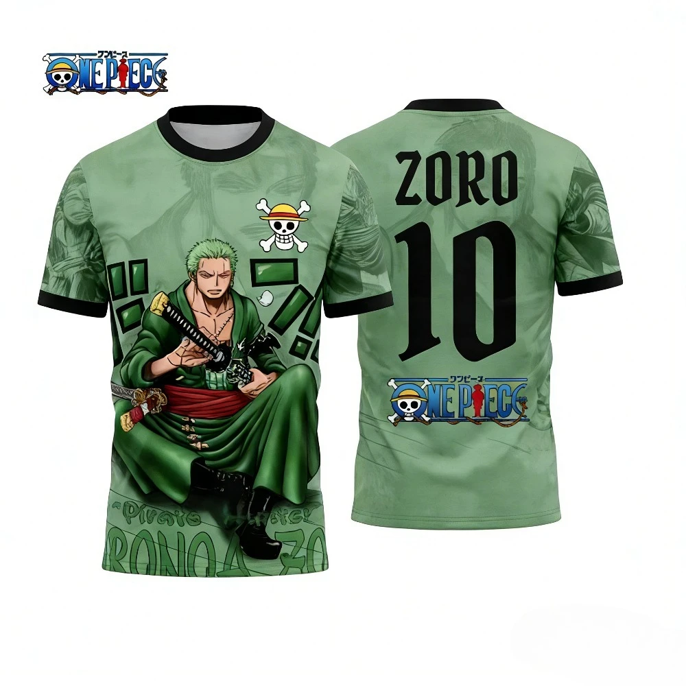 One Piece Anime Football T-shirt Dry Quickly Men's T-Shirt Cartoon Pattern Luffy Zoro Chopper Nami 3D Digital Printed T-shirt