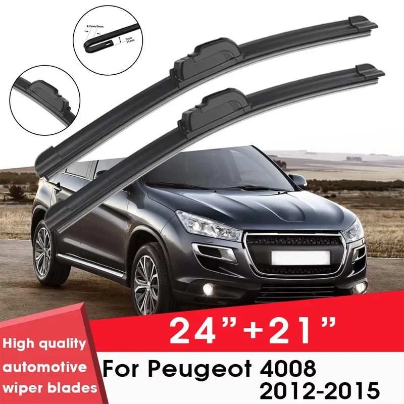 

Car Wiper Blade Blades For Peugeot 4008 2012-2015 24"+21" Windshield Windscreen Clean Rubber Silicon Cars Wipers Accessories