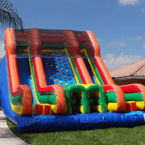 Rainbow Double Slide Inflatable Land Slide PVC Commercial Dry Slide with Powerful Blower for Backyard, Park or Commercial Use
