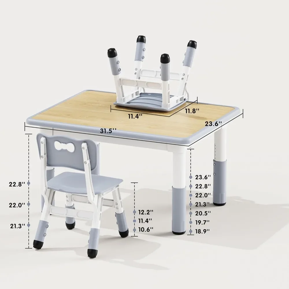 Mesa e cadeira ajustáveis em altura para crianças, Desktop Graffiti, 2 cadeiras