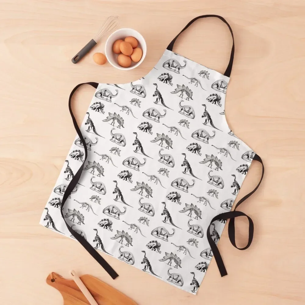 

Vintage Museum Dinosaurs | Black and White Apron kitchen clothes Things For The Home Kitchens Accessories Apron