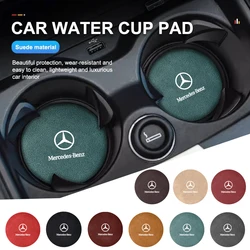 2Pcs Car Interior Water Cup Mat Leather Coasters Pad For Mercedes Benz AMG W220 W221 W222 W217 W230 W204 W205 W203 W246 W245