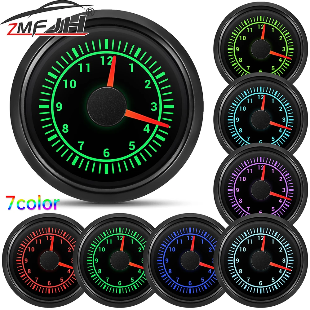 

7 Colors Backlight Clock 0-12 Hourmeter Clock Gauge Waterproof Hours Meter Indicator For Car Boat Truck 52mm Gauge 12V 24V