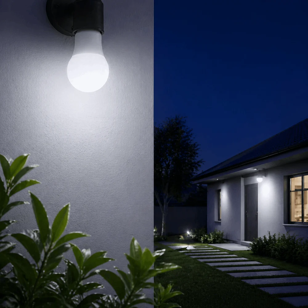 2 Pack 7W Dusk to Dawn Light Bulbs Automatic On Off Built-in Photosensor Smart Sensor LED Bulbs White 6000K E26/E27 Base