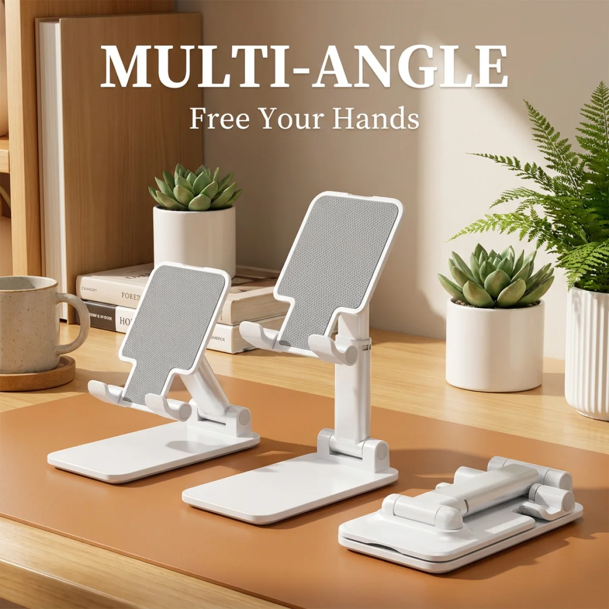 

Hands-Free Foldable Phone Stand – 1-Second Fold, Multi-Angle Adjustment, Perfect for Watching, Recording&Broadcasting