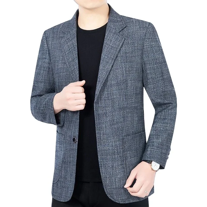 New Spring Men Thin Casual Blazers Jackets Business Plaid Suits Coats Quality Male Slim Blazers Jackets Coats Men\'s Clothing 4XL