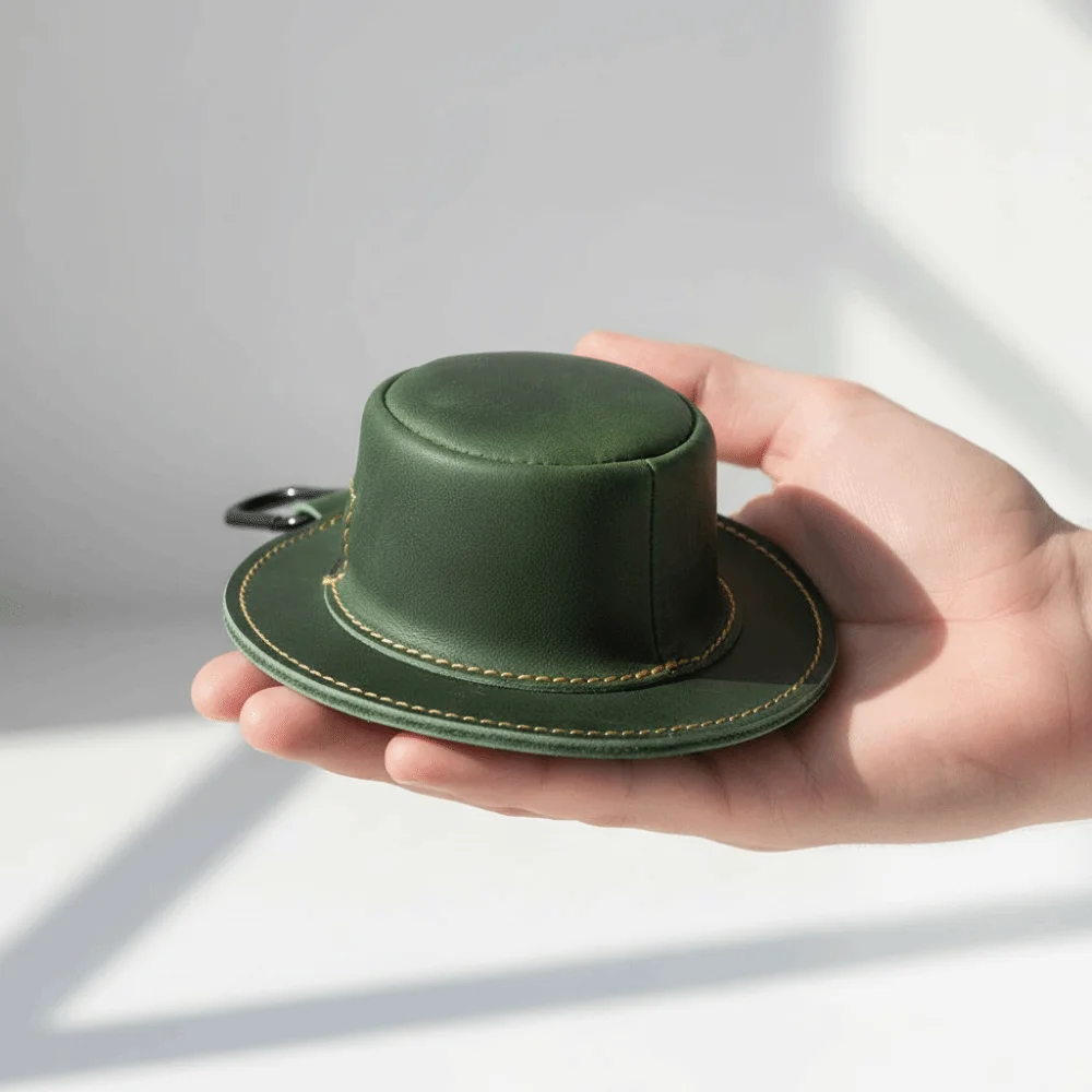 Polyester Fisherman Hat Pendant Pouch Leather Solid Color Waist Hanging Small Wallet Mini Anti-lost Cowboy Cap Hanging Bag